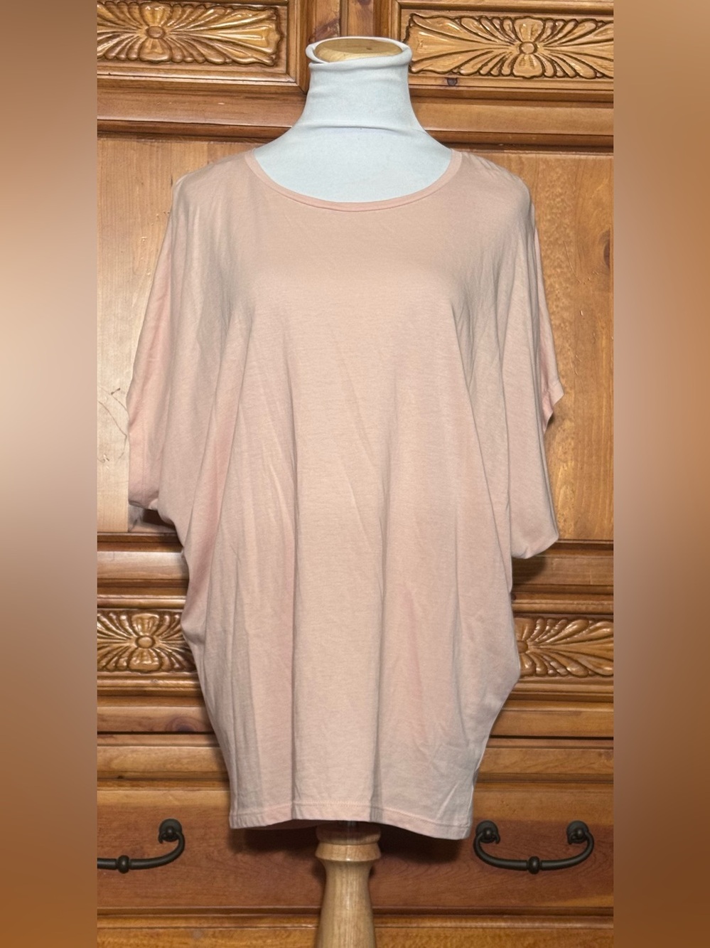 Wonderly Boxy Scoop Neck Tunic in Pale Pink
